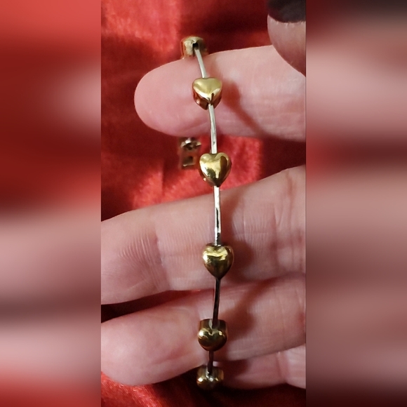 Vintage Anne Klein 2 Tone Heart Panel Type Bracelet - Picture 4 of 6